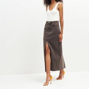 Reformation Tazz Maxi Denim Skirt NWT size 26 in vintage espresso